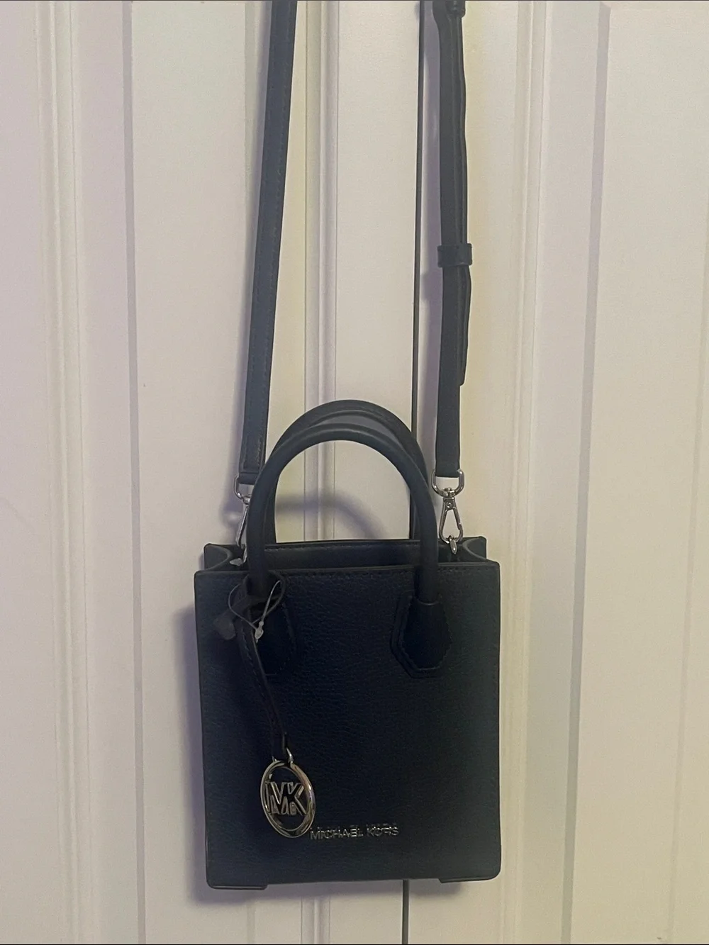 MICHAEL KORS Navy Pebbled Leather Mini Crossbody Satchel Tote New Retail $348